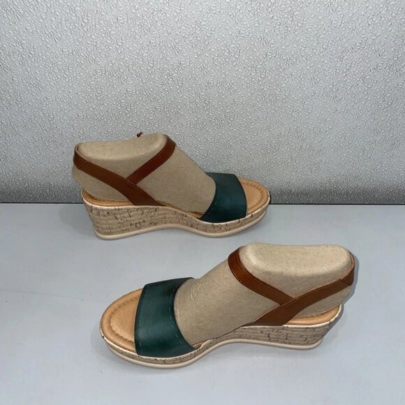 NEW PIKOLINOS Women’s Miranda W2F Leather Wedge Sandals – Brown/Green Size 9-9.5 - Picture 2 of 7